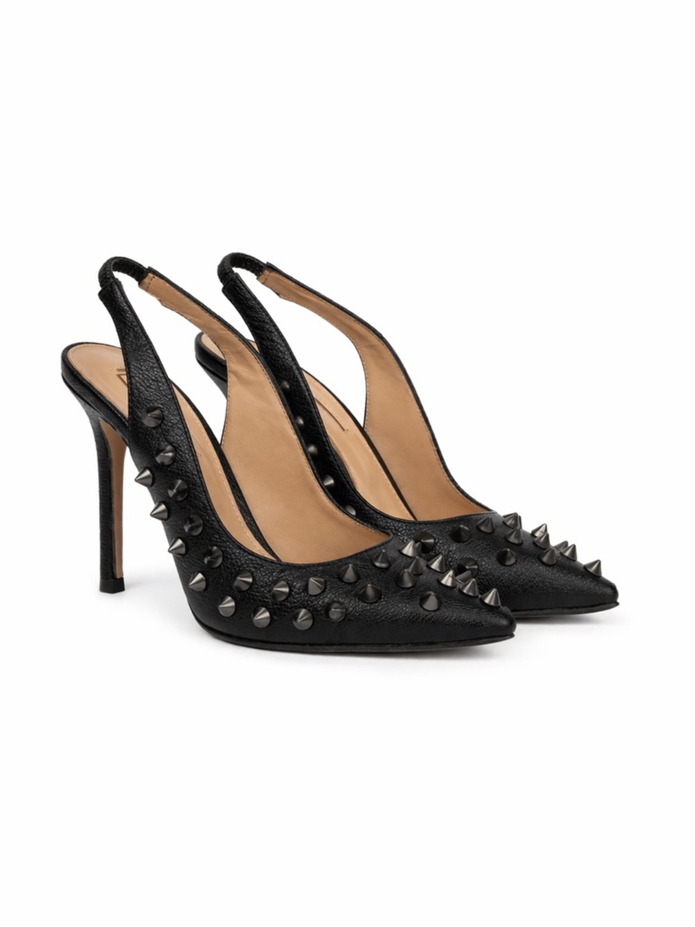 BCBGMaxAzria Black Studded Slingback Stiletto Heels size 7